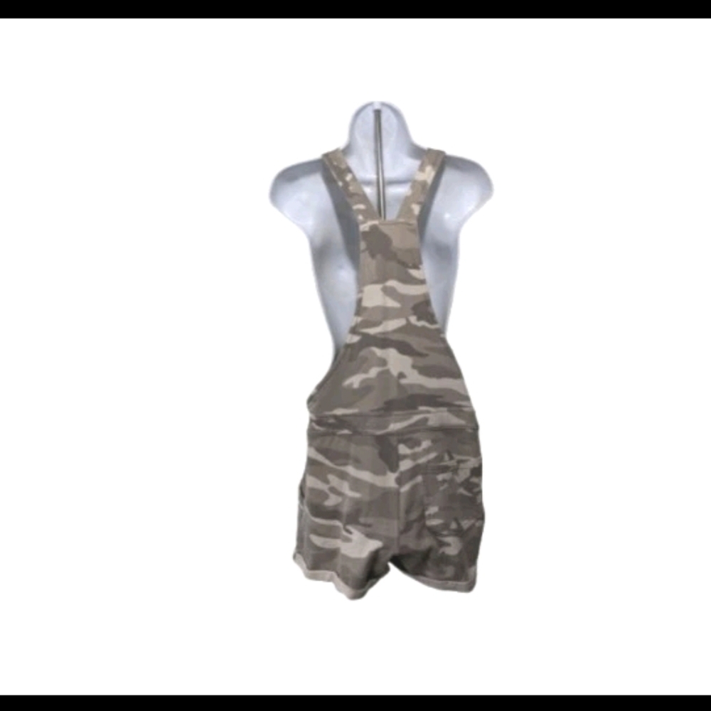 Universal Thread Shortall Bib Shorts Overalls S Taupe Camo Stretch Beach Boho - Picture 4 of 12